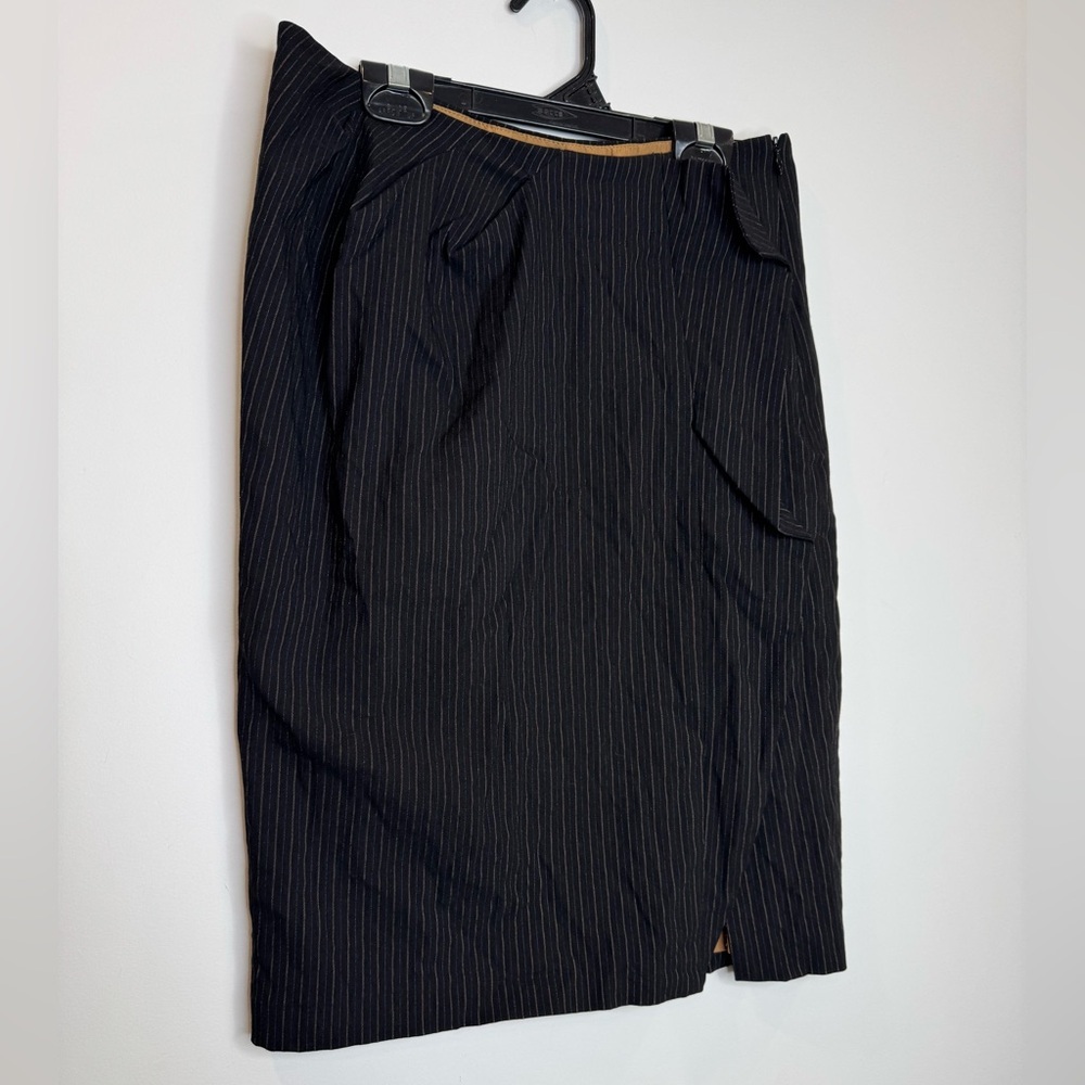 Yoana Baraschi Black Pinstripe origami pleated Pencil Skirt 4 made in USA - Picture 2 of 7